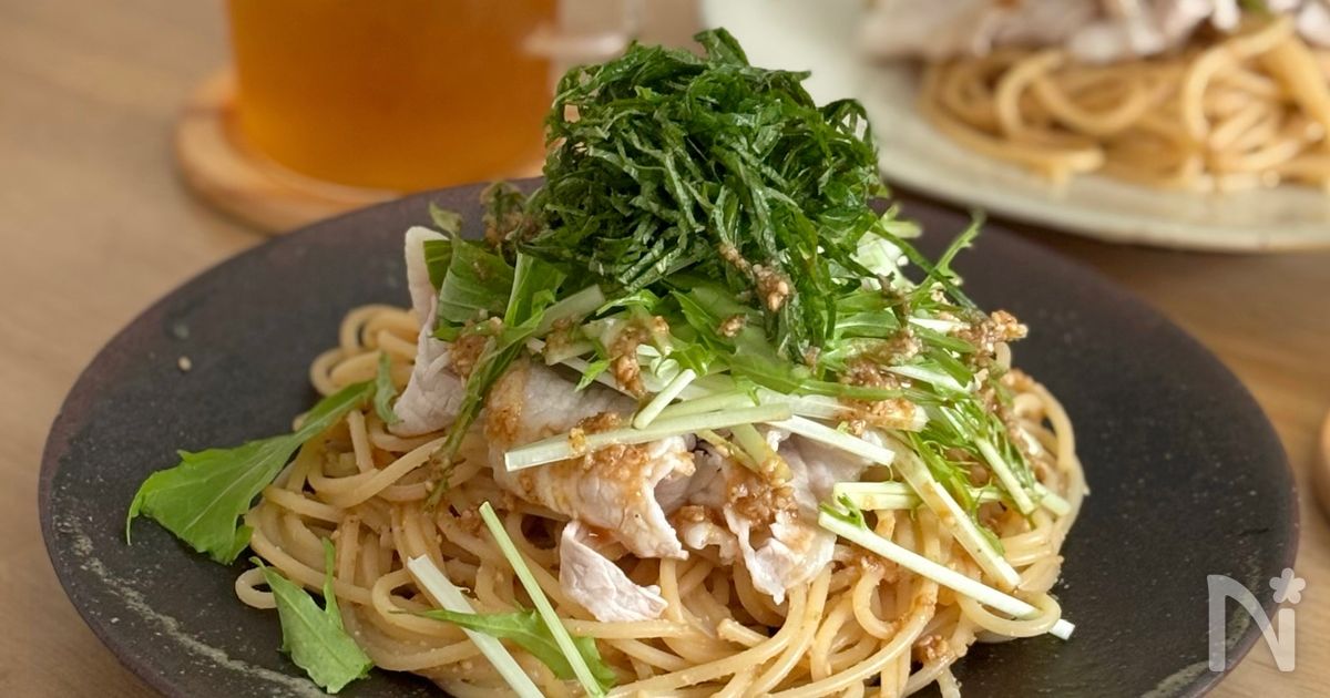 特製ごまダレで食べる『冷しゃぶパスタ』