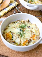夫が絶賛！白だし香る♡【かぼちゃときのこの和風豆腐グラタン】