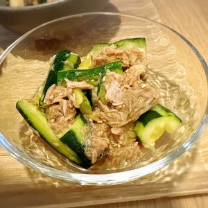 ryocoの作ってみた!投稿(5分で完成！【きゅうりのやみつき中華風ツナ和え】胡麻油香る♩)