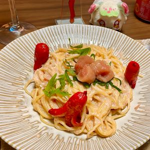 ロミミの作ってみた!投稿(ワンパン明太クリームパスタ♪生クリーム不使用で濃厚な仕上がり)