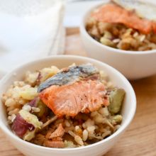 【鮭とさつまいもときのこの炊き込みご飯】秋の味覚大集合♡
