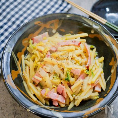 白菜とじゃがいものめんつゆ炒め煮