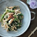 菜の花と新玉ねぎとさきいかのコチュマヨ和え