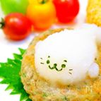 さんまの梅シソハンバーグ　大根おろしアート