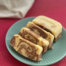 レンジで3分20秒♪マーブル米粉蒸しパン【砂糖不使用】