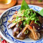 今日のお通し：さきなすのメンマ和え（レンチン調理）
