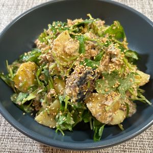 楽ラク手抜キッチン🐶🐾の作ってみた!投稿(【新じゃがとサバ缶のさっぱり梅サラダ】レンチンやみつきサラダ)