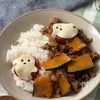 【簡単ハロウィン】甘辛カレー味♪かぼちゃのひき肉ライス