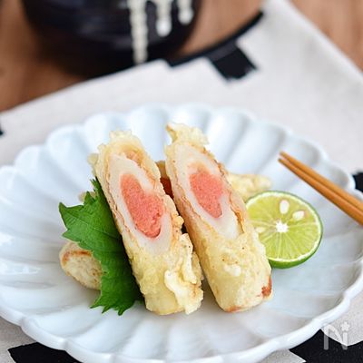 お弁当に〜♪竹輪明太の天ぷら

