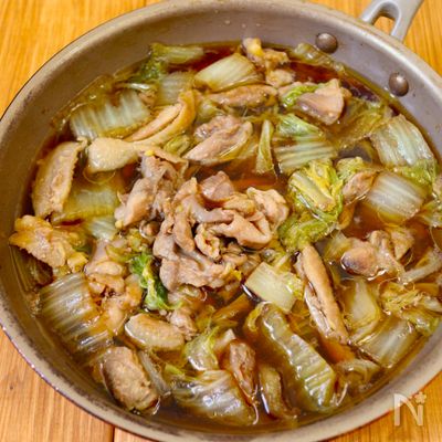 ワンパン10分!【鶏肉と白菜のすき煮】時短で味染み♩