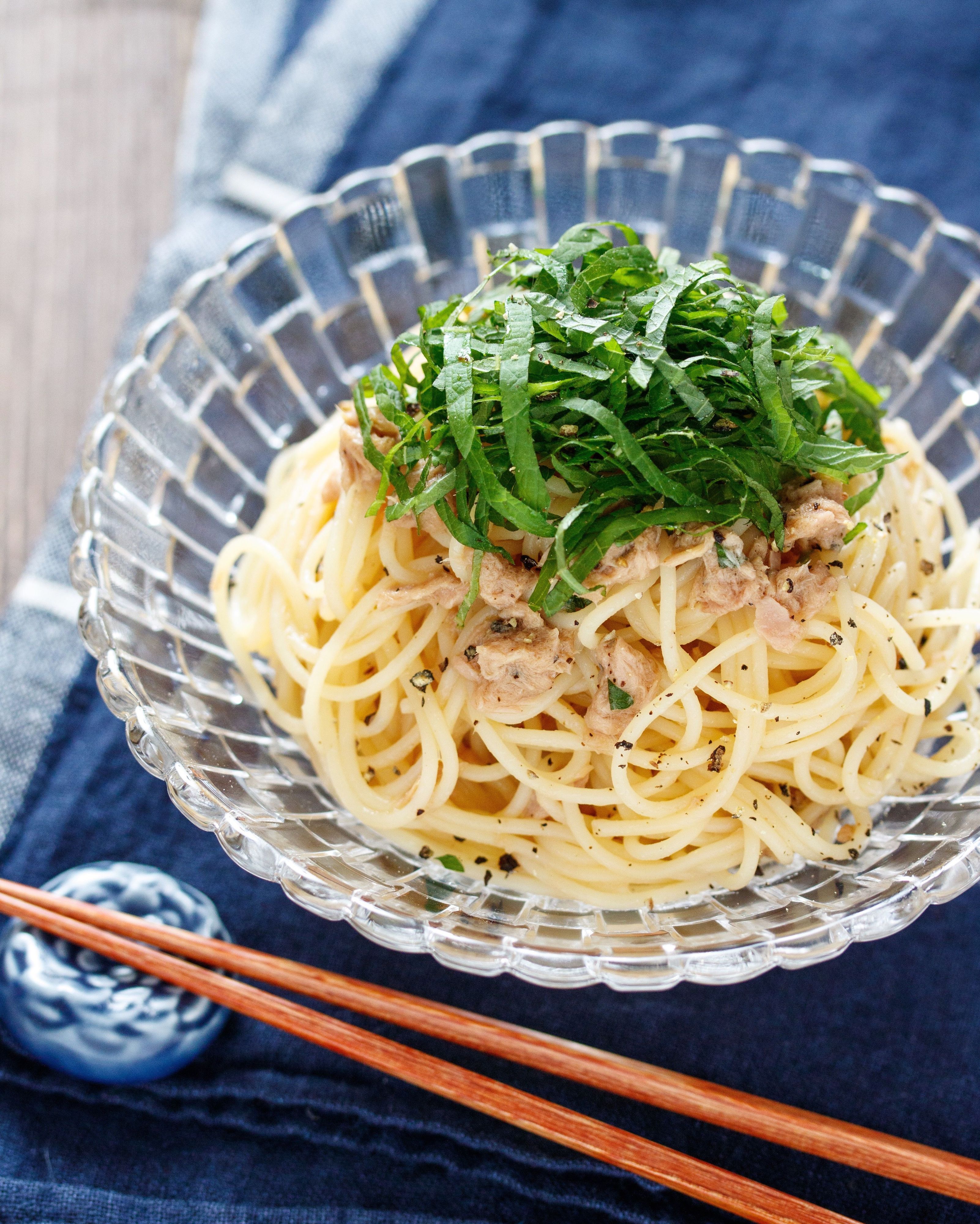 ツナと青じその冷製パスタ 調味料2つ ボウル1つ レシピサイトnadia