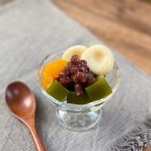 【簡単ヘルシー】抹茶豆腐白玉あんみつ