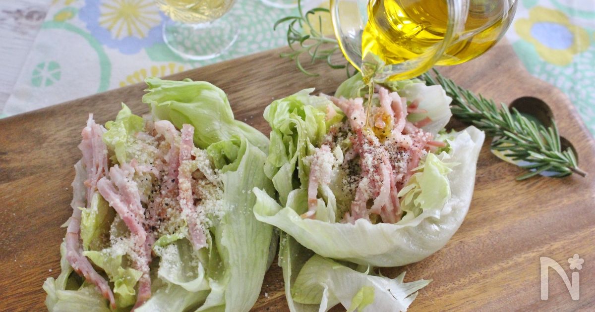 レンジで作る、レタスのイタリアンおつまみ