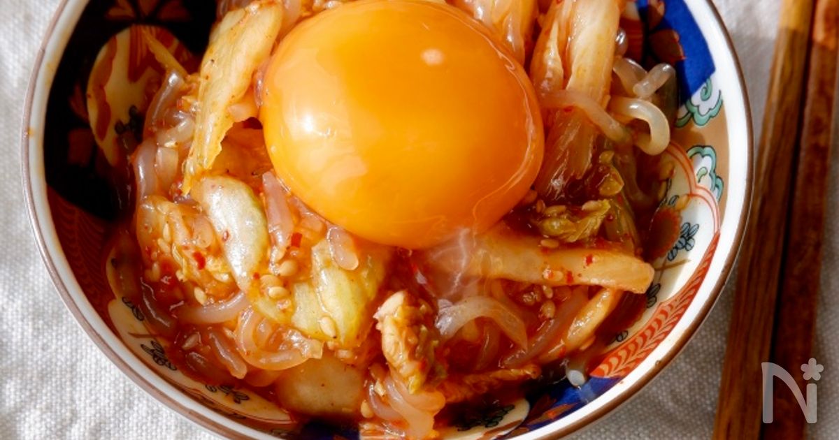 白滝のキムチユッケ【乾杯！ヘルシーおつまみ！】