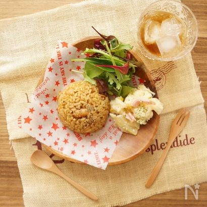 同時調理♫炊飯器でカレーピラフ&ポテトサラダ