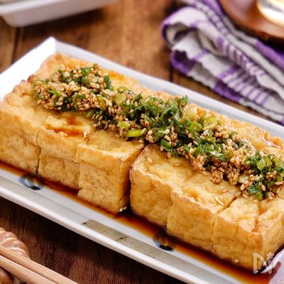 焼いてかけるだけ！『焼き厚揚げのねぎ胡麻ポン酢』