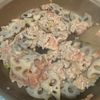 鶏ひき肉と卵とレンコンの甘辛丼の工程3
