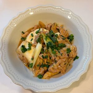 みわの作ってみた!投稿(ワンパン10分!【豚こま肉と豆腐のすき煮】ご飯すすむ甘辛味♩)