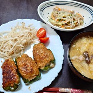 しゅうまいの作ってみた!投稿(ピーマンの肉詰め照り焼き風)