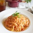 蟹缶で作る、蟹のトマトクリームパスタ
