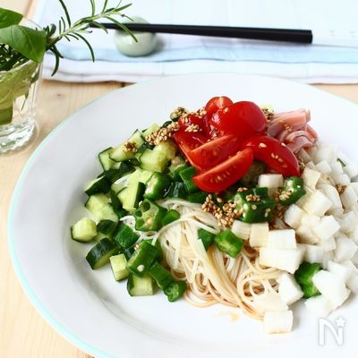 とろねば夏野菜のぶっかけそうめん