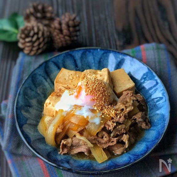 ＊我が家の肉豆腐〜ほんのり韓国風〜温玉乗せ＊