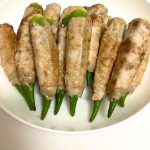 あいるんの作ってみた!投稿(食感楽しい♪オクラの肉巻き)