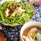 《 万能ニラだれ 》10分ご飯＊豚しゃぶ＆茹で汁で野菜スープ