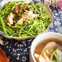 《 万能ニラだれ 》10分ご飯*豚しゃぶ&茹で汁で野菜スープ