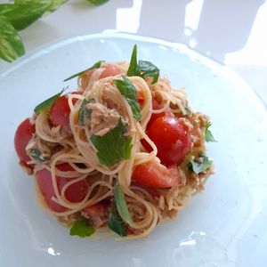 とのちゃまの作ってみた!投稿(夏バテ防止に✨暑い日にさっぱり！【トマトとツナの冷製パスタ】)