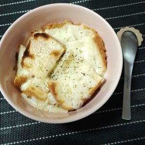 M＊Pの作ってみた!投稿(フライドオニオンで簡単！オニオングラタンスープ)