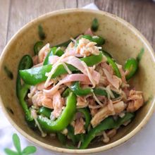 レンジで♩しゃきしゃきピーマンとハムとえのきの麺つゆびたし