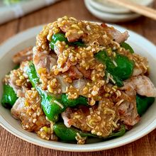 豚肉と焼きピーマンのうまネギだれ