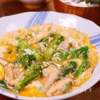 とろっとろの卵でとじた春の一品料理😘菜の花と豚肉の卵とじ♪