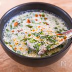 大根の葉をおいしく消費！ひき肉と大根の葉の豆乳スープ