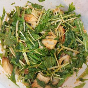 milkの作ってみた!投稿(ぱぱっと3分！和えるだけ♪「水菜とちくわのポンコチュサラダ」)