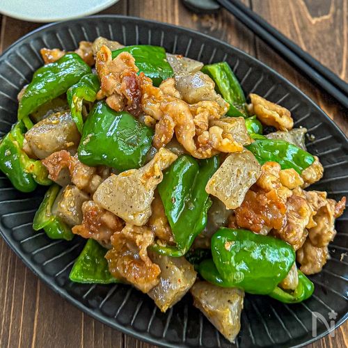 こんにゃくとピーマンの《回鍋肉風♡味噌炒め》