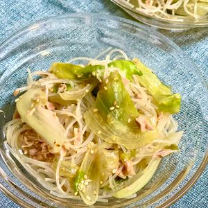 michuの作ってみた!投稿(お湯で戻して和えるだけ♪「レタスとツナのさっぱり春雨サラダ」)