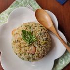 春菊とエビのチャーハン