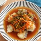揚げずにヘルシー！タラと野菜の甘酢あんかけ