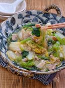 レンジで出来ちゃう！＊豚バラ白菜と小松菜のとろーり春雨煮＊