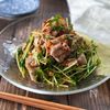 【豆苗と豚しゃぶの旨辛胡麻ドレ和え】