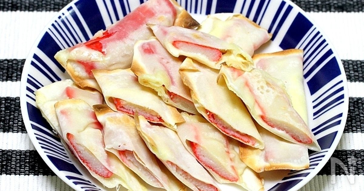 オーブントースターで簡単「かにかまワンタンチーズ焼き」 by