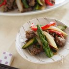 アスパラと牛肉のオイスター炒め