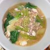 milkの作ってみた!投稿(チンゲン菜と豚ひき肉の春雨ごま味噌スープ)