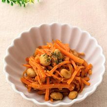 電子レンジで簡単!にんじんと大豆のカレー味噌サラダ