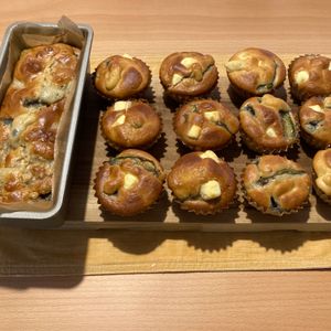 ししあいの作ってみた!投稿(米粉のいちじくマフィン【油少なめ/混ぜて焼くだけ】)