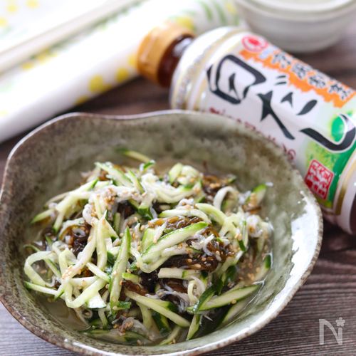 【もずくとしらすのやみつきおつまみ】調味料同量で簡単・美味!