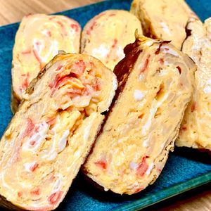 michuの作ってみた!投稿(ふわふわ甘〜いカニカマ卵焼き【#作り置き #冷凍保存】)