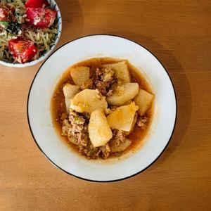 かおちゃんの作ってみた!投稿(ホクッサクッでやみつき《ながいもの麻婆豆腐風》)